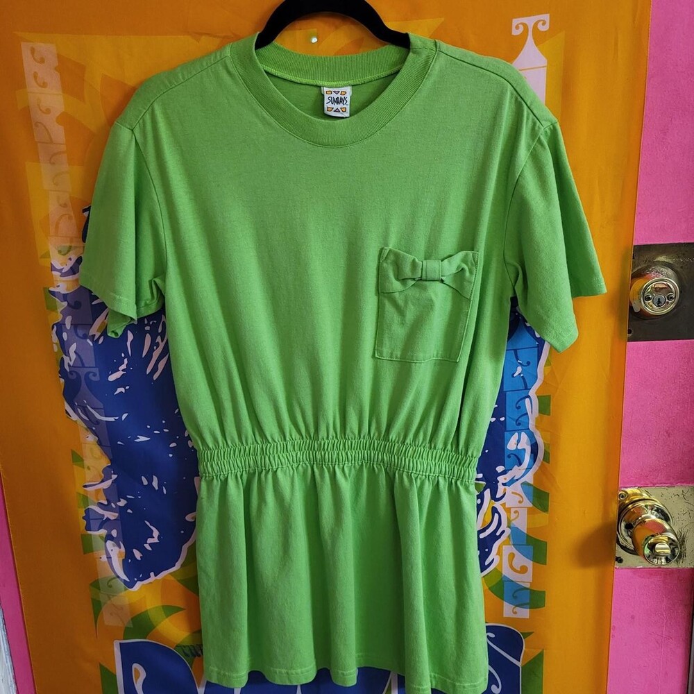 Green vintage 80s 90s 1980s 1990s swimsuit cover cover up summer beach vtg Satur